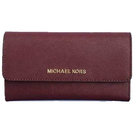 purple michael kors jet set travel large trifold leather wallet|mike kors jet set.